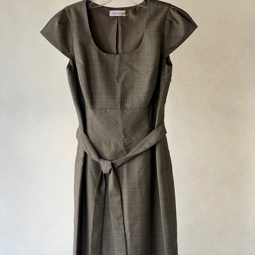 Calvin Klein Pleated Cap Sleeve Dress